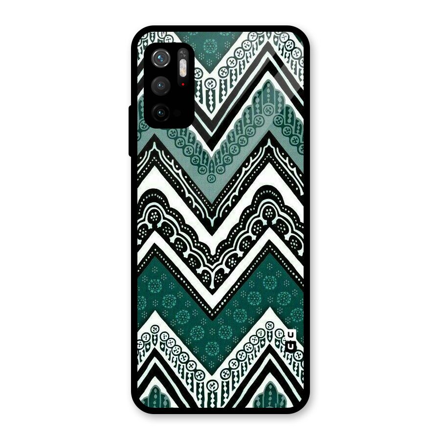 Green Chevron Glass Back Case for Poco M3 Pro 5G