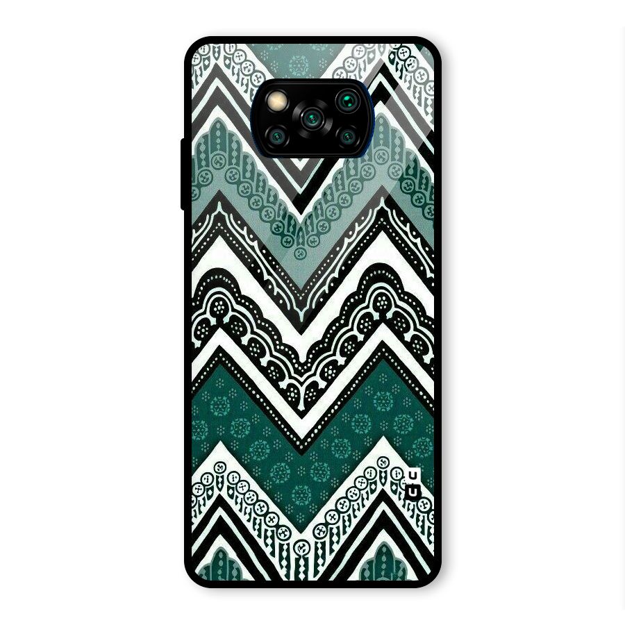 Green Chevron Glass Back Case for Poco X3 Pro