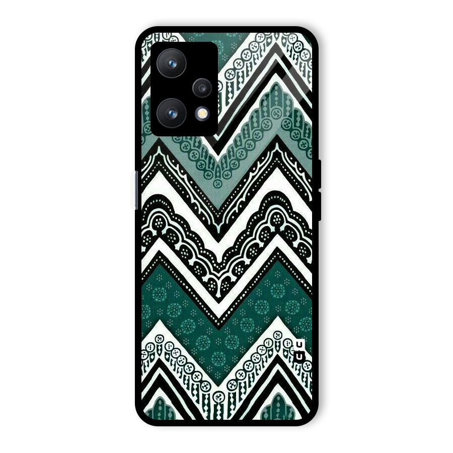 Green Chevron Glass Back Case for Realme 9 Pro 5G