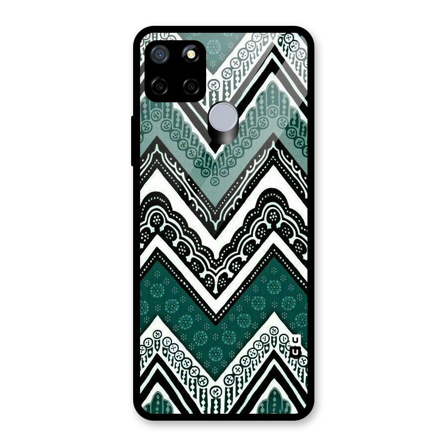 Green Chevron Glass Back Case for Realme C12
