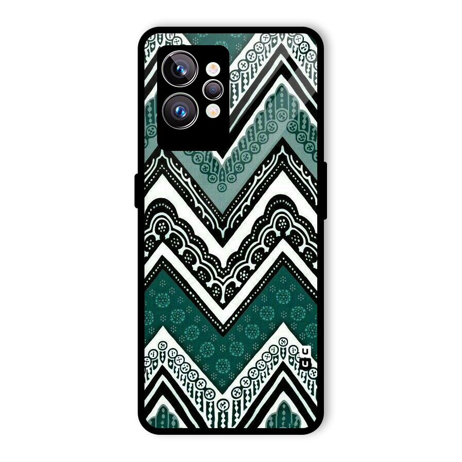 Green Chevron Glass Back Case for Realme GT2 Pro
