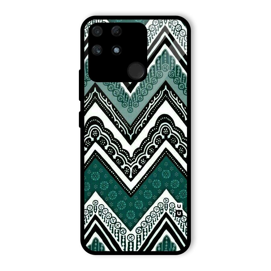 Green Chevron Glass Back Case for Realme Narzo 50A