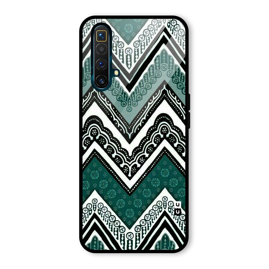 Green Chevron Glass Back Case for Realme X3