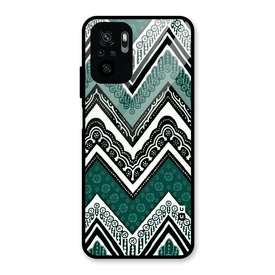 Green Chevron Glass Back Case for Redmi Note 10S