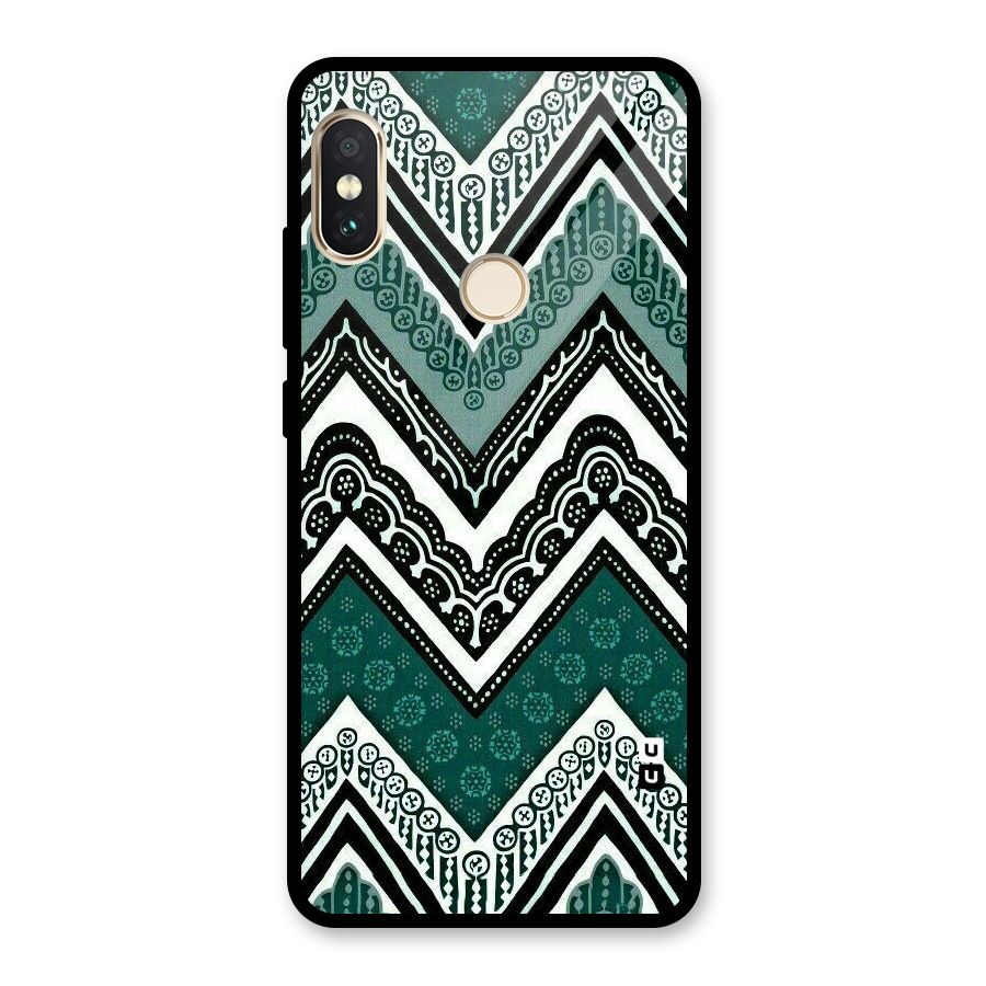Green Chevron Glass Back Case for Redmi Note 5 Pro