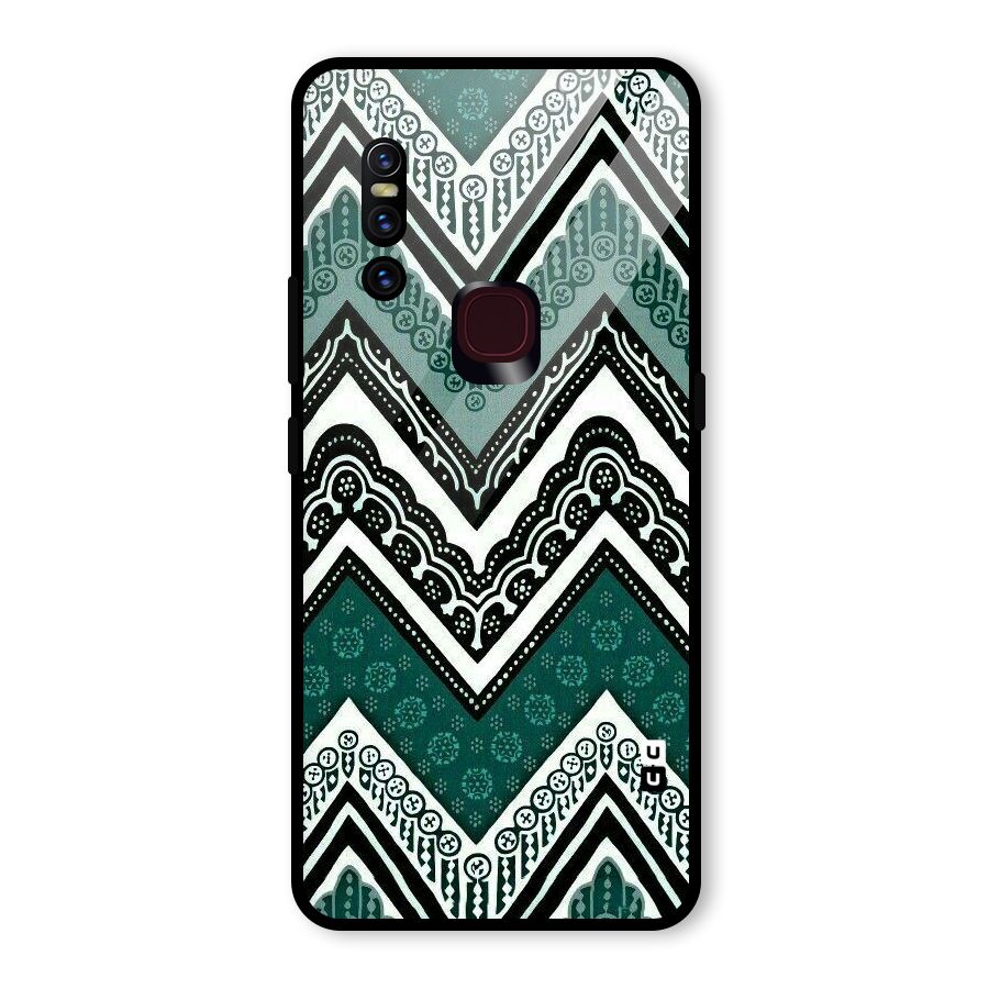 Green Chevron Glass Back Case for Vivo V15