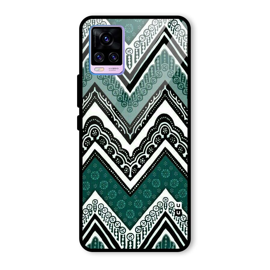 Green Chevron Glass Back Case for Vivo V20 Pro