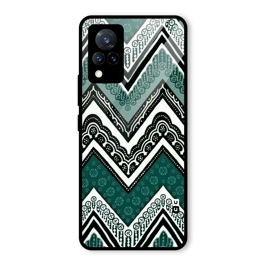 Green Chevron Glass Back Case for Vivo V21 5G