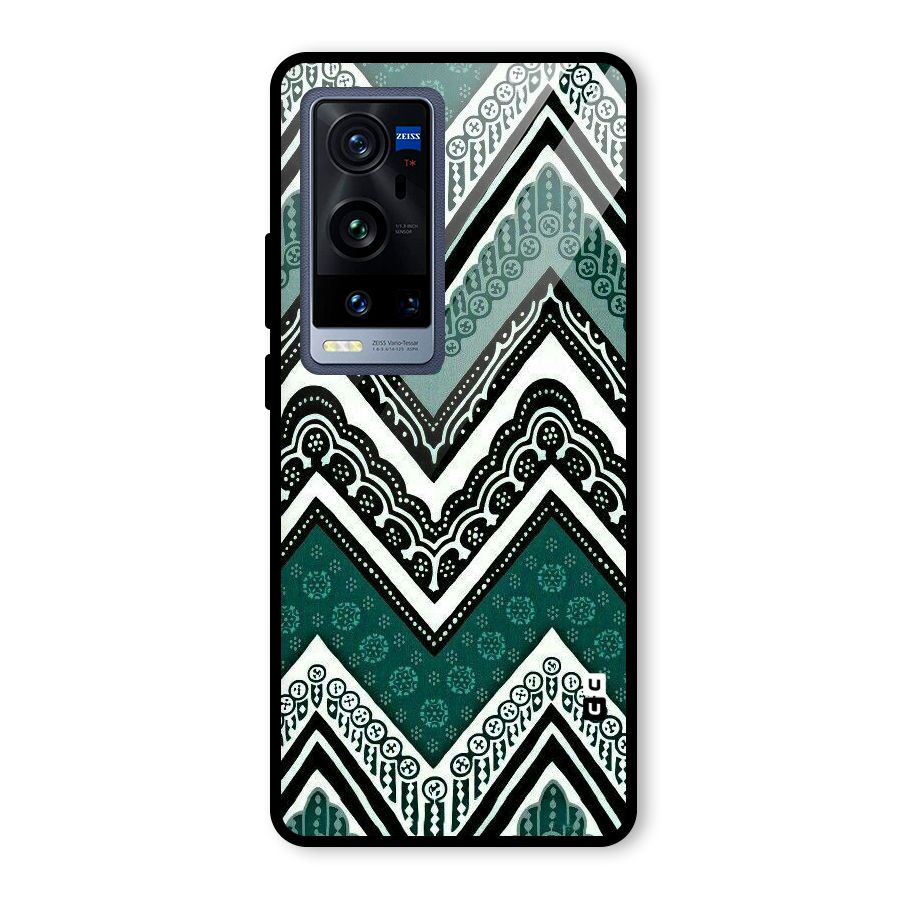 Green Chevron Glass Back Case for Vivo X60 Pro Plus