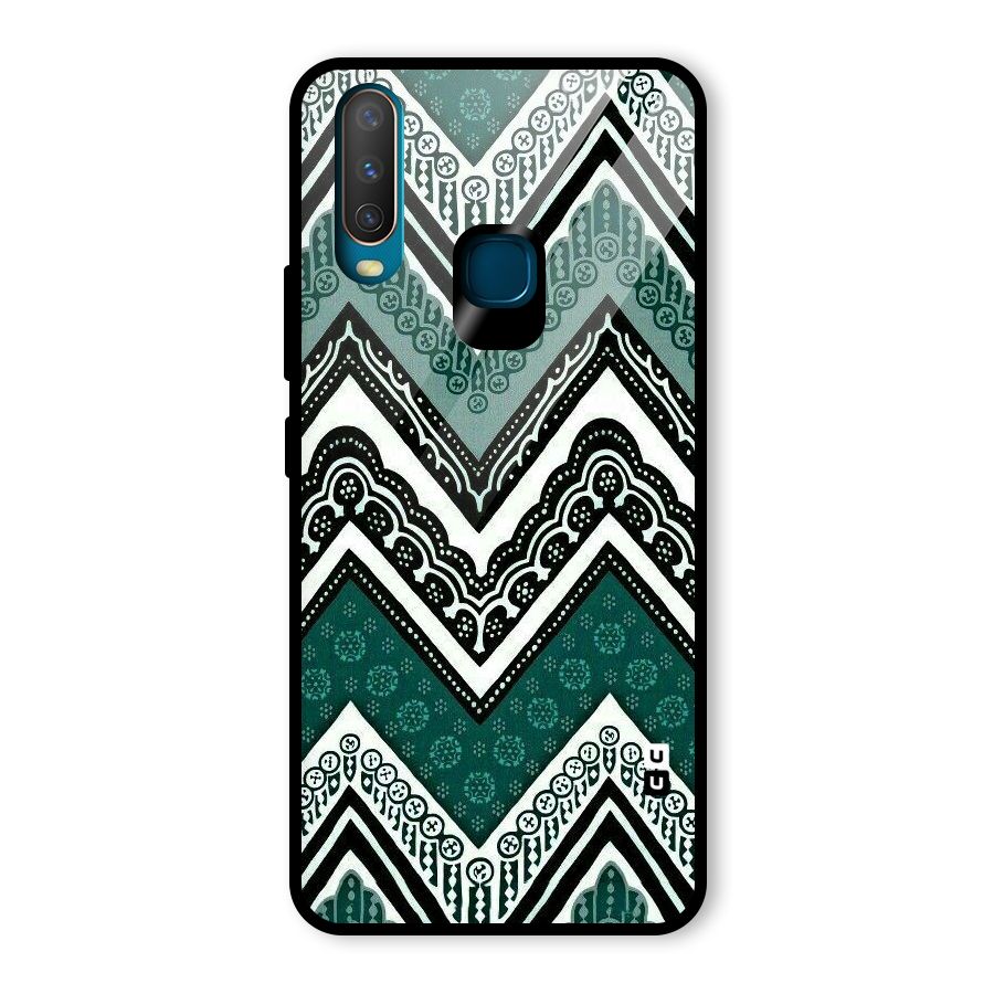 Green Chevron Glass Back Case for Vivo Y12