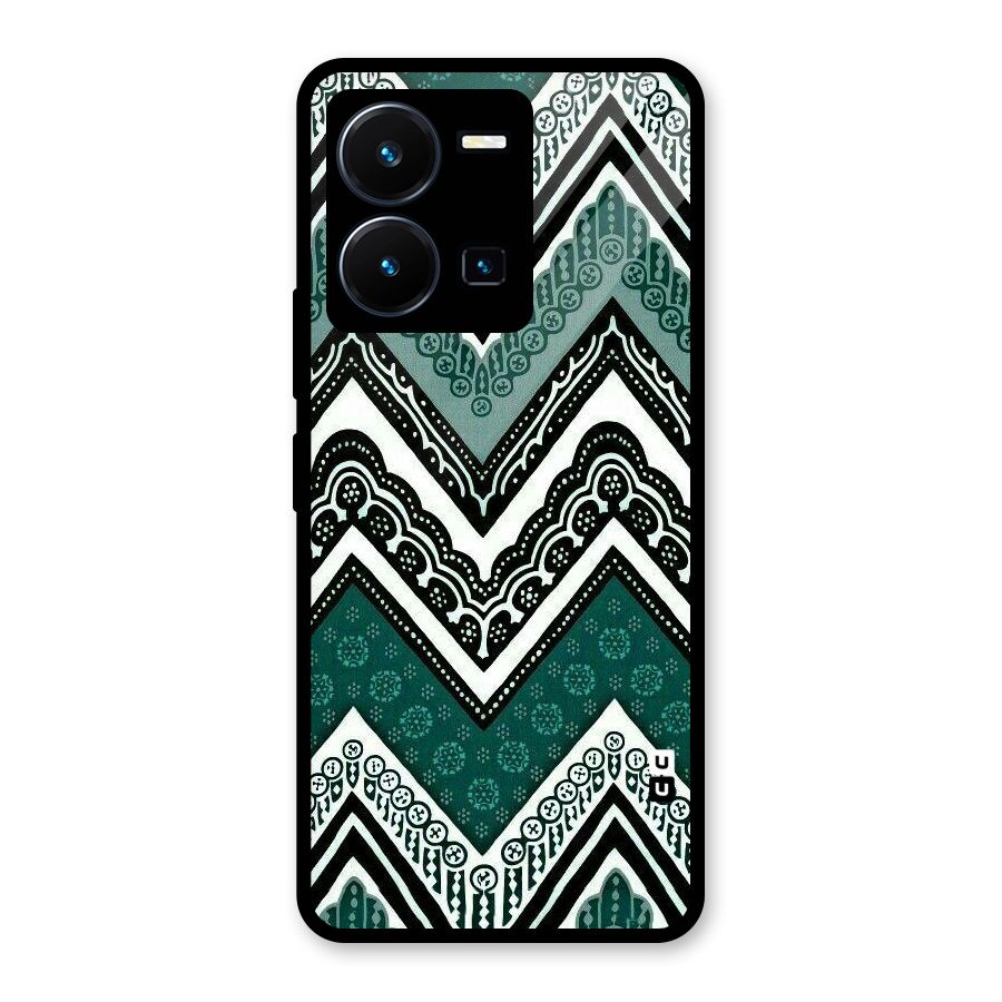 Green Chevron Glass Back Case for Vivo Y35