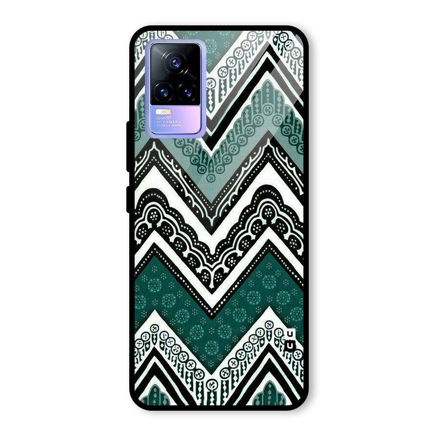 Green Chevron Glass Back Case for Vivo Y73