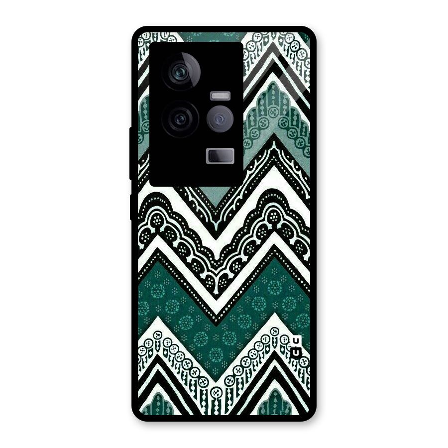 Green Chevron Glass Back Case for Vivo iQOO 11 5G
