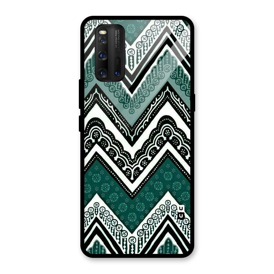 Green Chevron Glass Back Case for Vivo iQOO 3