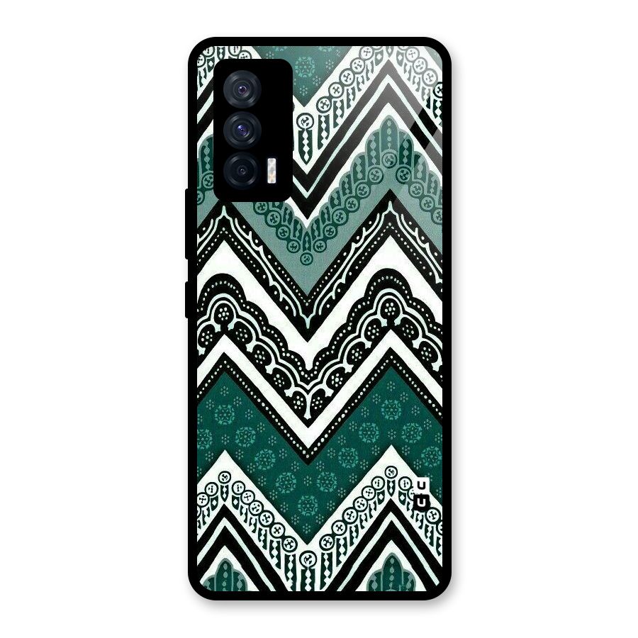 Green Chevron Glass Back Case for Vivo iQOO 7 5G