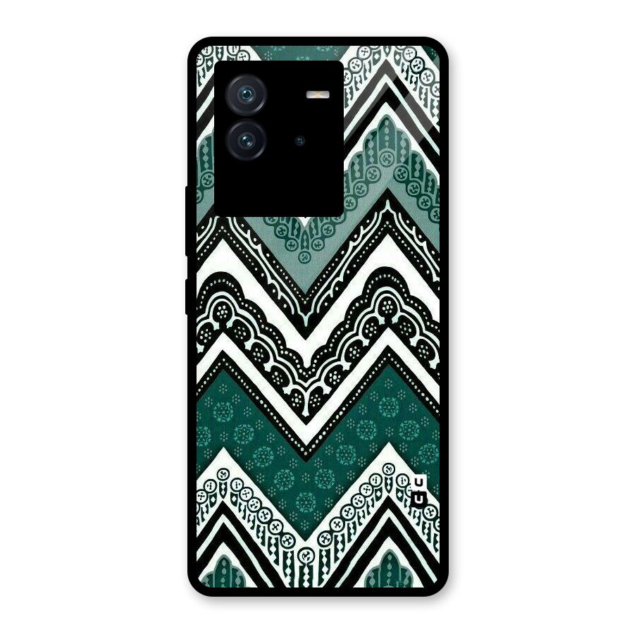 Green Chevron Glass Back Case for Vivo iQOO Neo 6 5G
