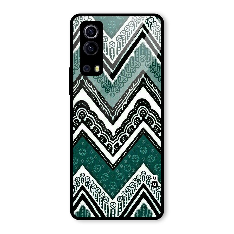 Green Chevron Glass Back Case for Vivo iQOO Z3