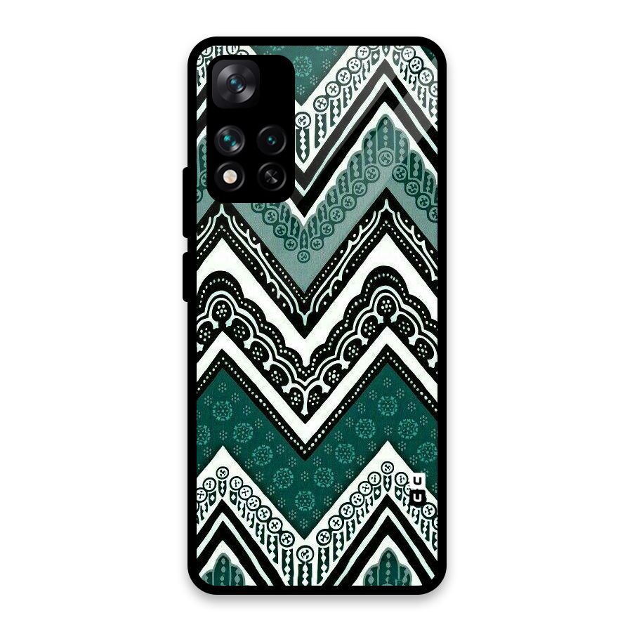 Green Chevron Glass Back Case for Xiaomi 11i HyperCharge 5G