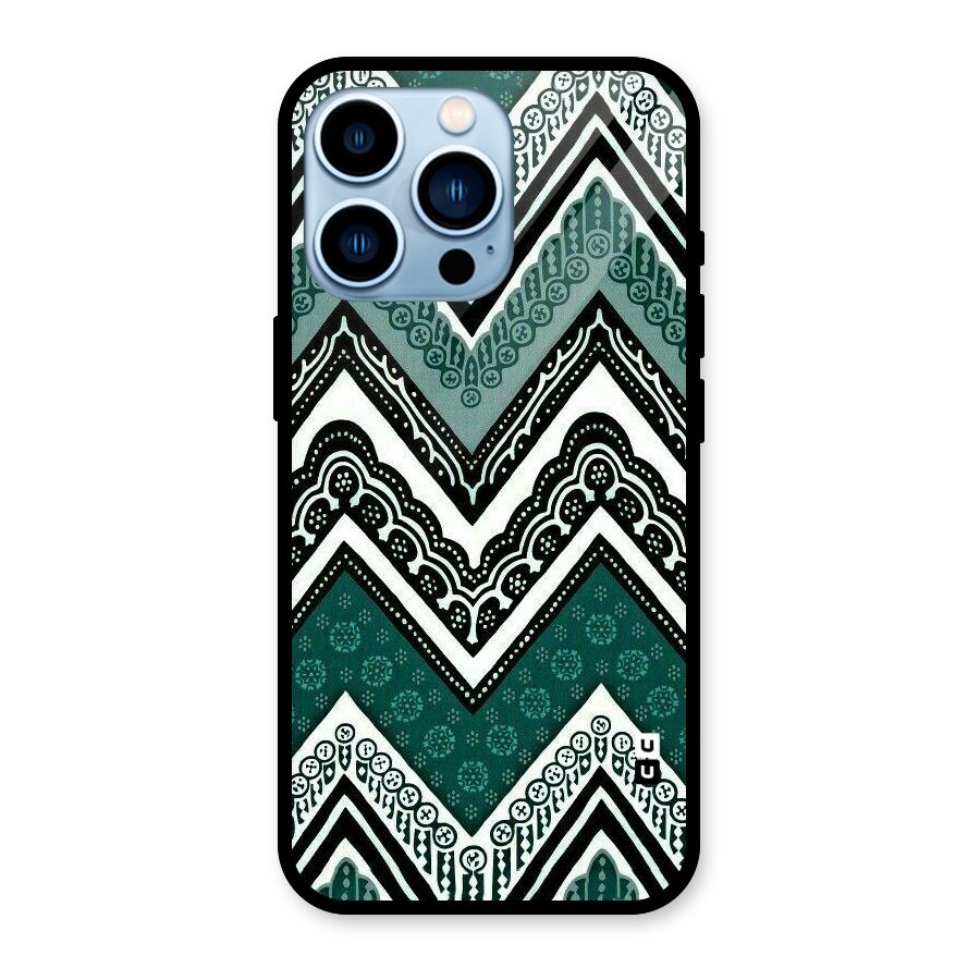 Green Chevron Glass Back Case for iPhone 13 Pro