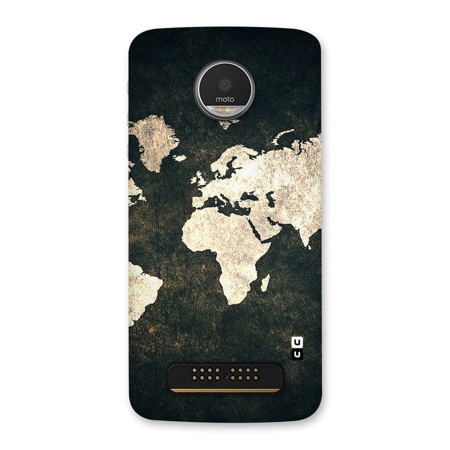 Green Gold Map Design Back Case for Moto Z Play