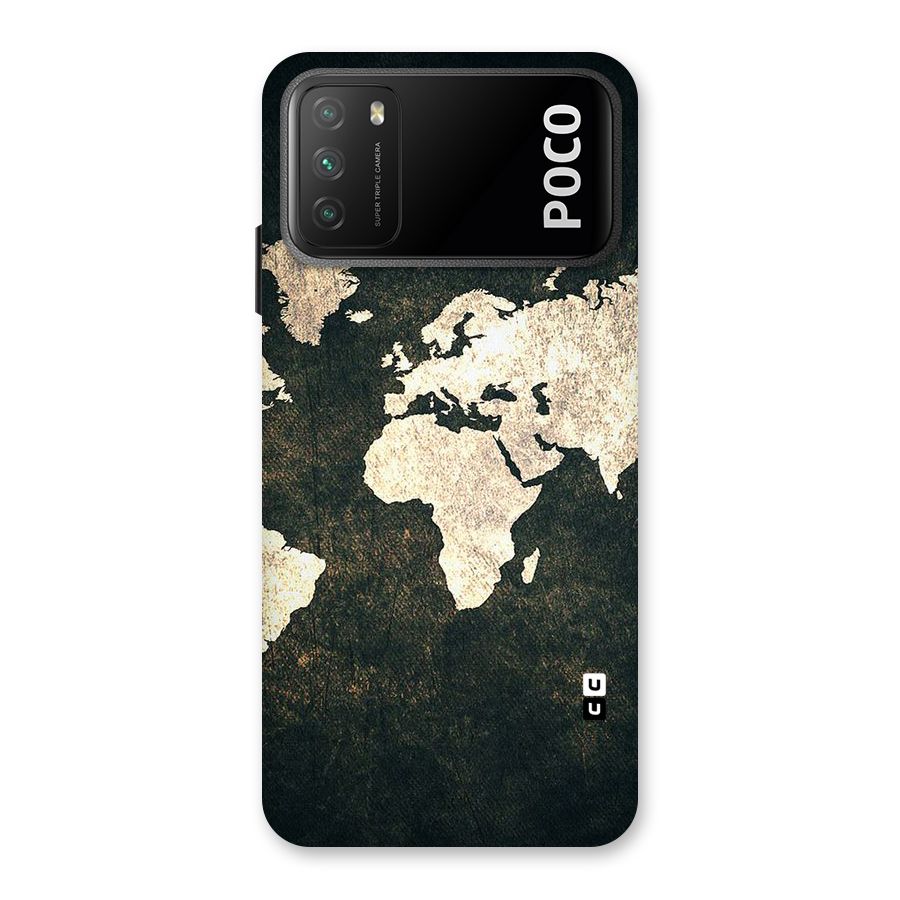 Green Gold Map Design Back Case for Poco M3