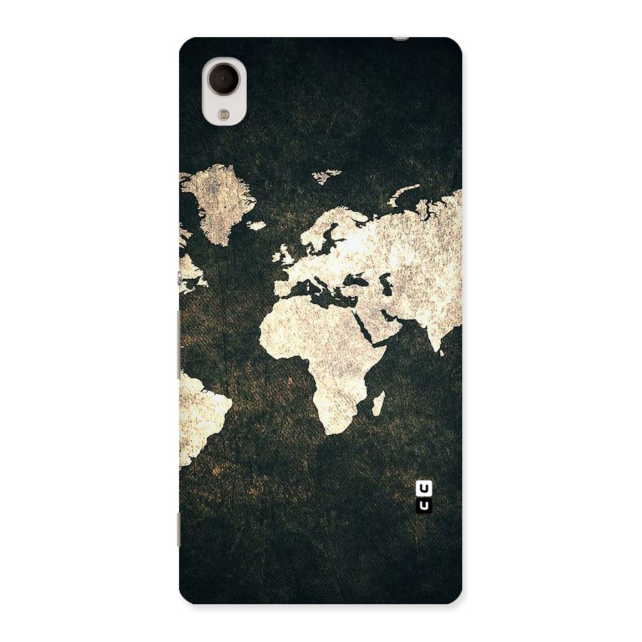 Green Gold Map Design Back Case for Xperia M4 Aqua