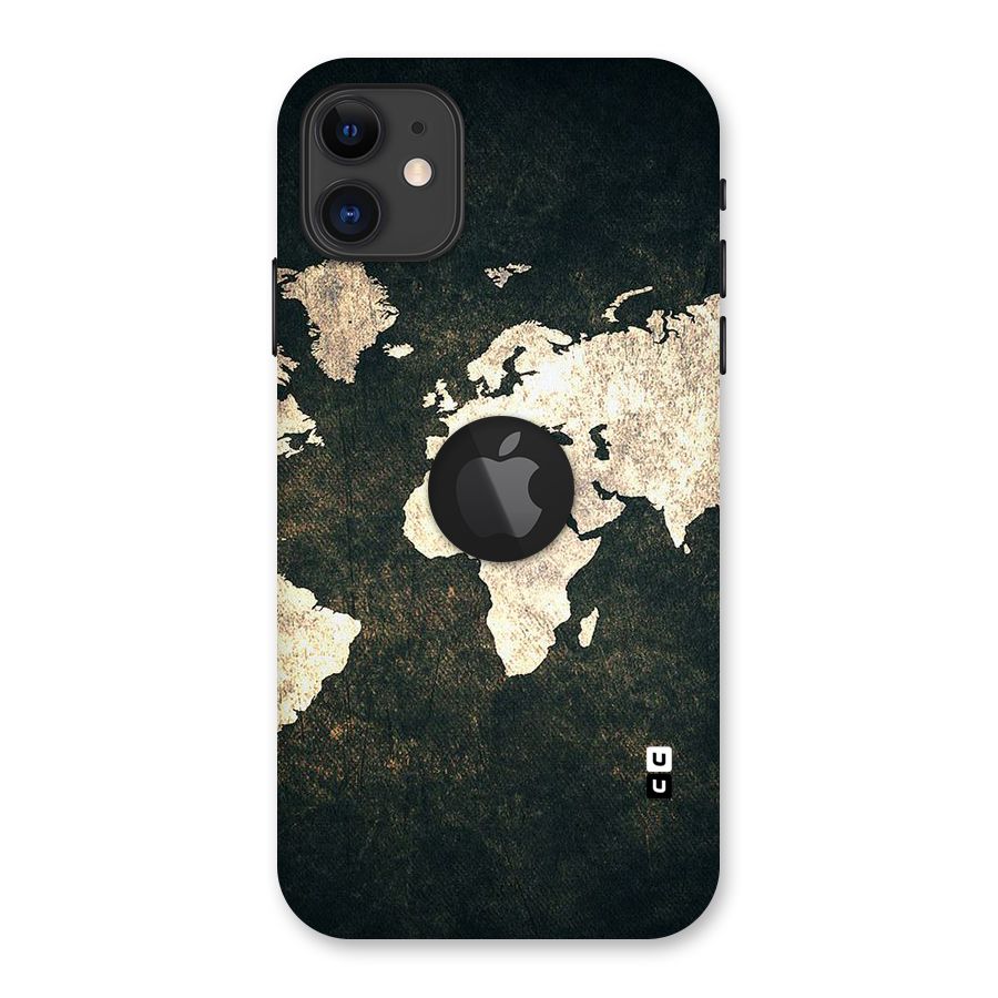 Green Gold Map Design Back Case for iPhone 11 Logo Cut