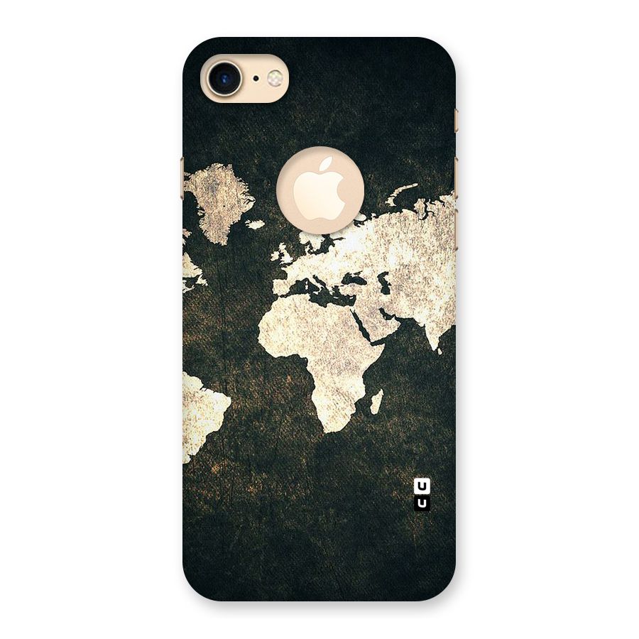 Green Gold Map Design Back Case for iPhone 7 Logo Cut