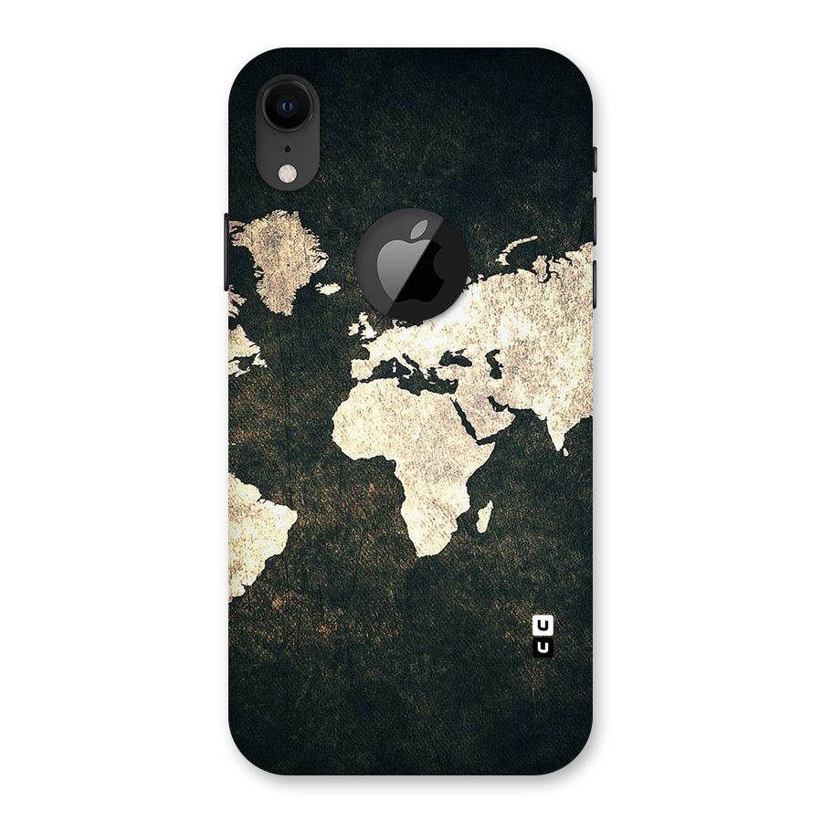 Green Gold Map Design Back Case for iPhone XR Logo Cut