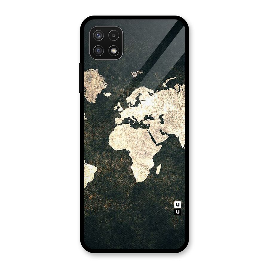 Green Gold Map Design Glass Back Case for Galaxy A22 5G
