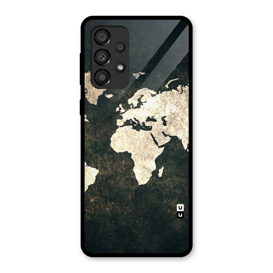 Green Gold Map Design Glass Back Case for Galaxy A33 5G