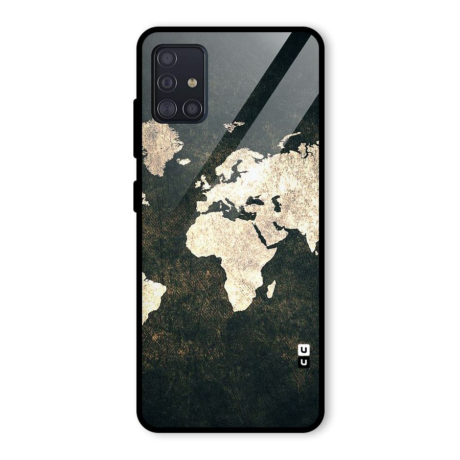 Green Gold Map Design Glass Back Case for Galaxy A51