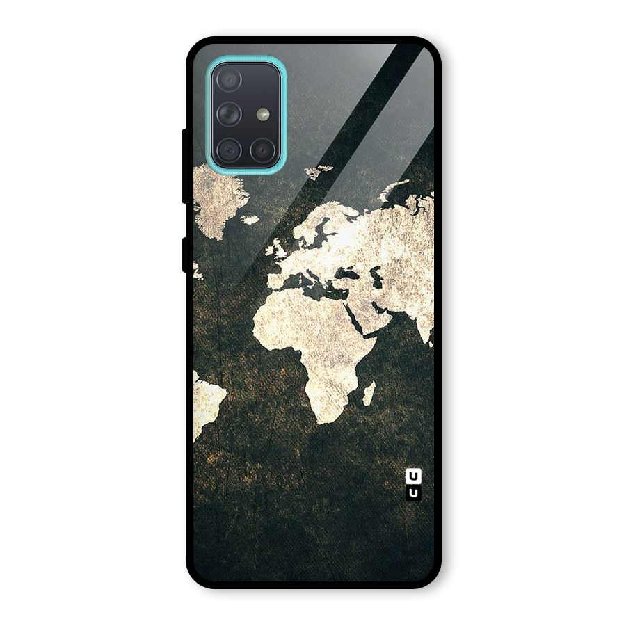 Green Gold Map Design Glass Back Case for Galaxy A71