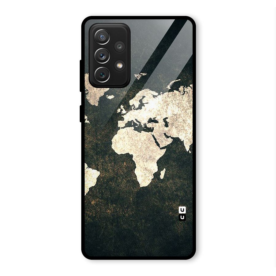 Green Gold Map Design Glass Back Case for Galaxy A72