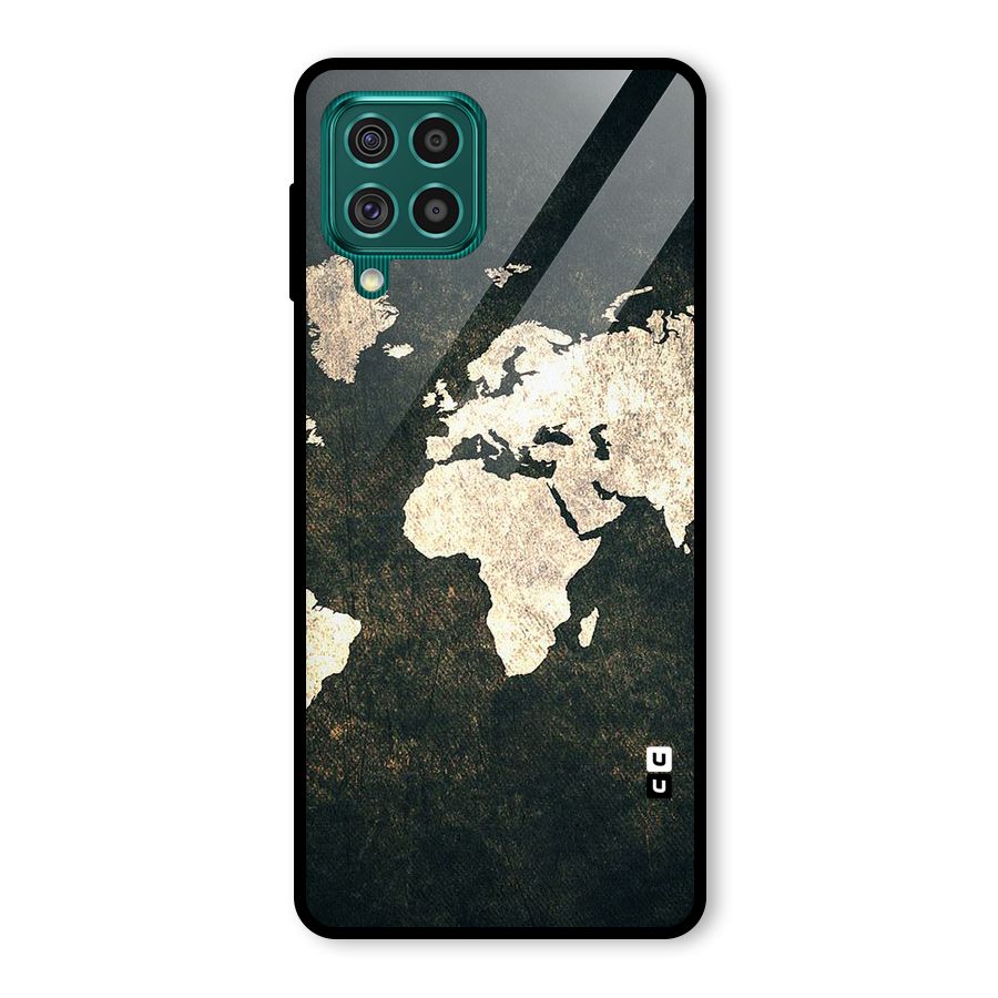 Green Gold Map Design Glass Back Case for Galaxy F62