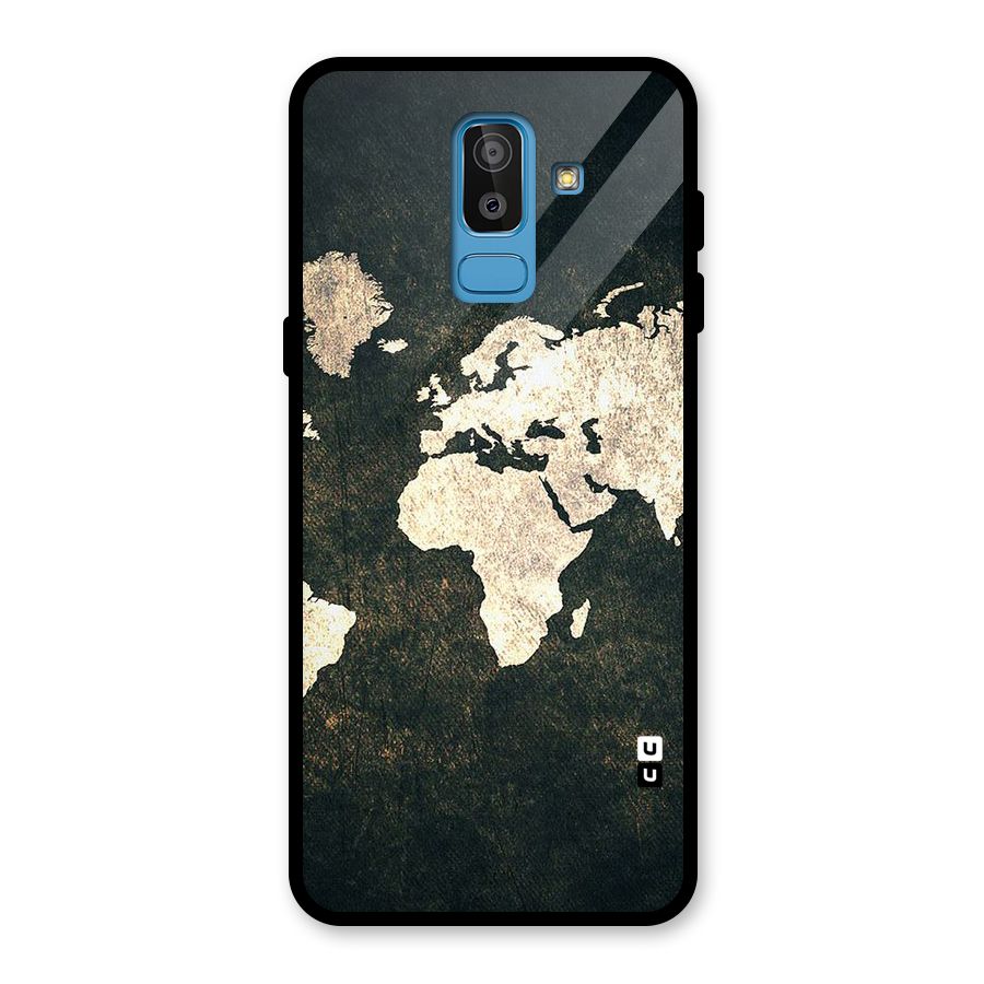 Green Gold Map Design Glass Back Case for Galaxy J8