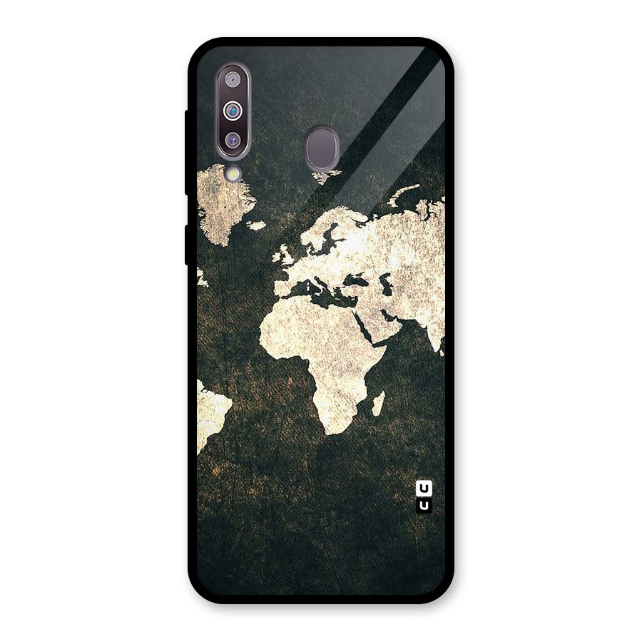 Green Gold Map Design Glass Back Case for Galaxy M30
