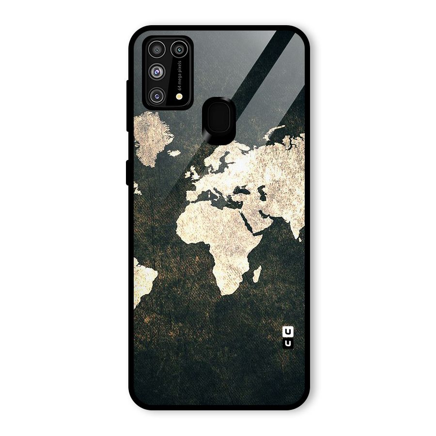 Green Gold Map Design Glass Back Case for Galaxy M31