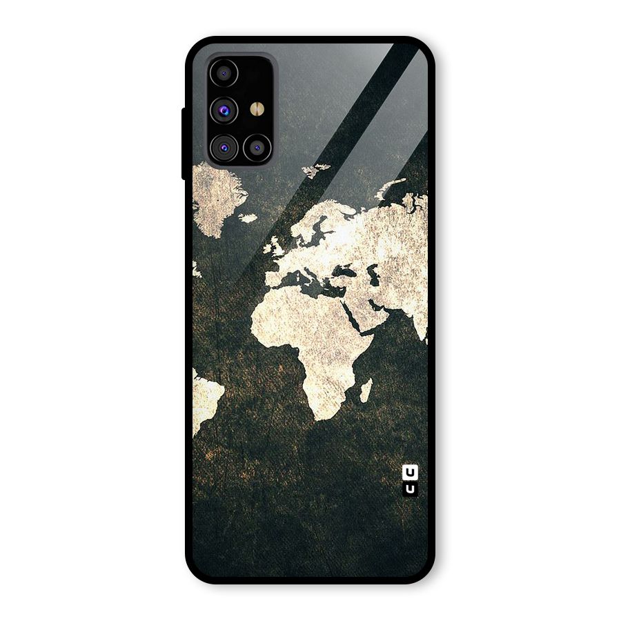 Green Gold Map Design Glass Back Case for Galaxy M31s
