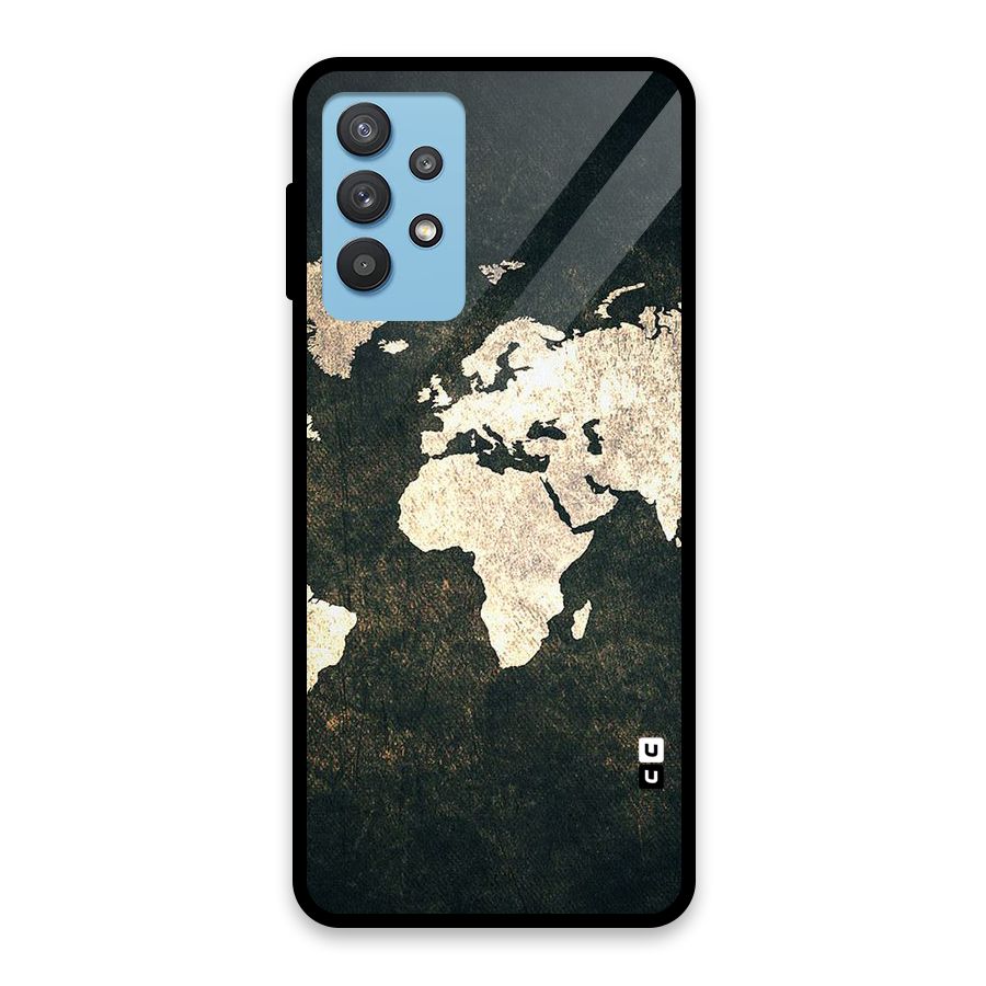 Green Gold Map Design Glass Back Case for Galaxy M32 5G