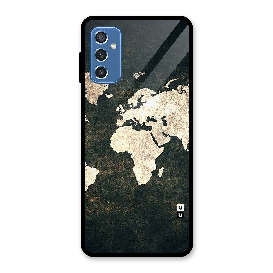 Green Gold Map Design Glass Back Case for Galaxy M52 5G