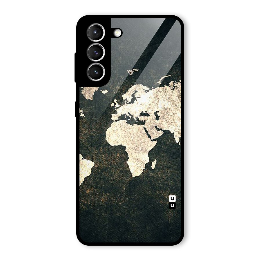 Green Gold Map Design Glass Back Case for Galaxy S21 5G
