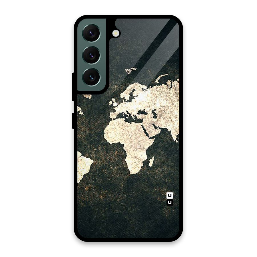 Green Gold Map Design Glass Back Case for Galaxy S22 5G