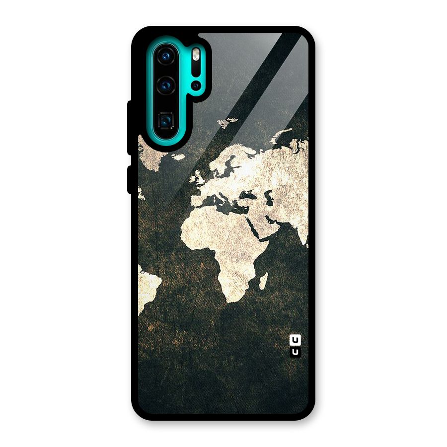 Green Gold Map Design Glass Back Case for Huawei P30 Pro