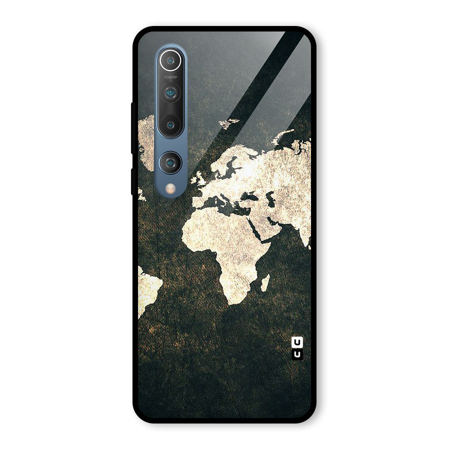 Green Gold Map Design Glass Back Case for Mi 10