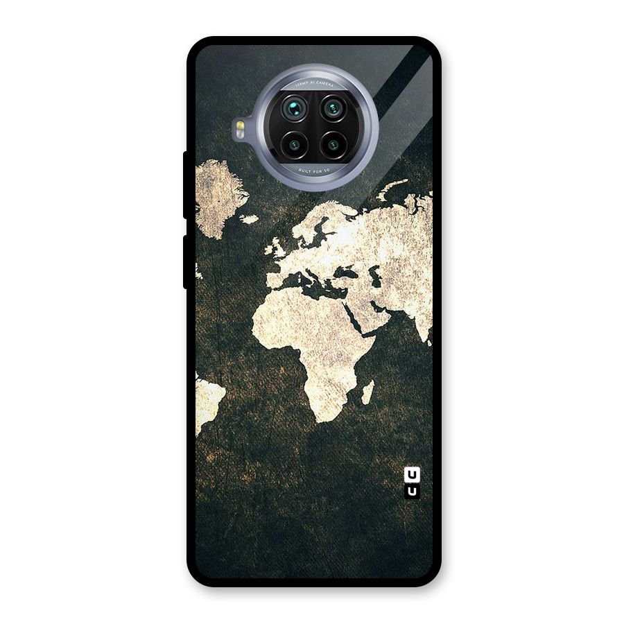 Green Gold Map Design Glass Back Case for Mi 10i