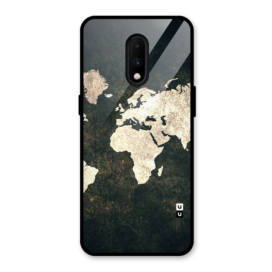 Green Gold Map Design Glass Back Case for OnePlus 7