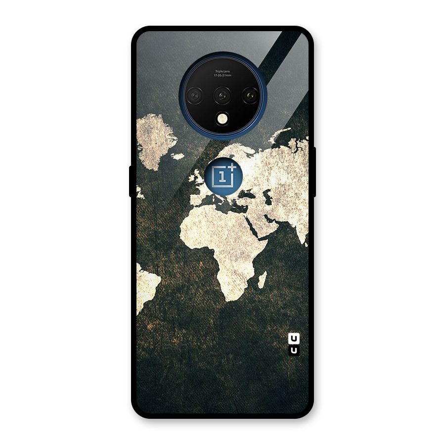Green Gold Map Design Glass Back Case for OnePlus 7T