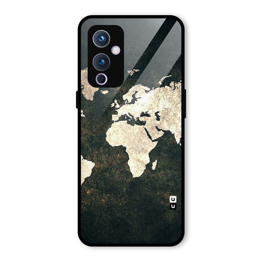 Green Gold Map Design Glass Back Case for OnePlus 9