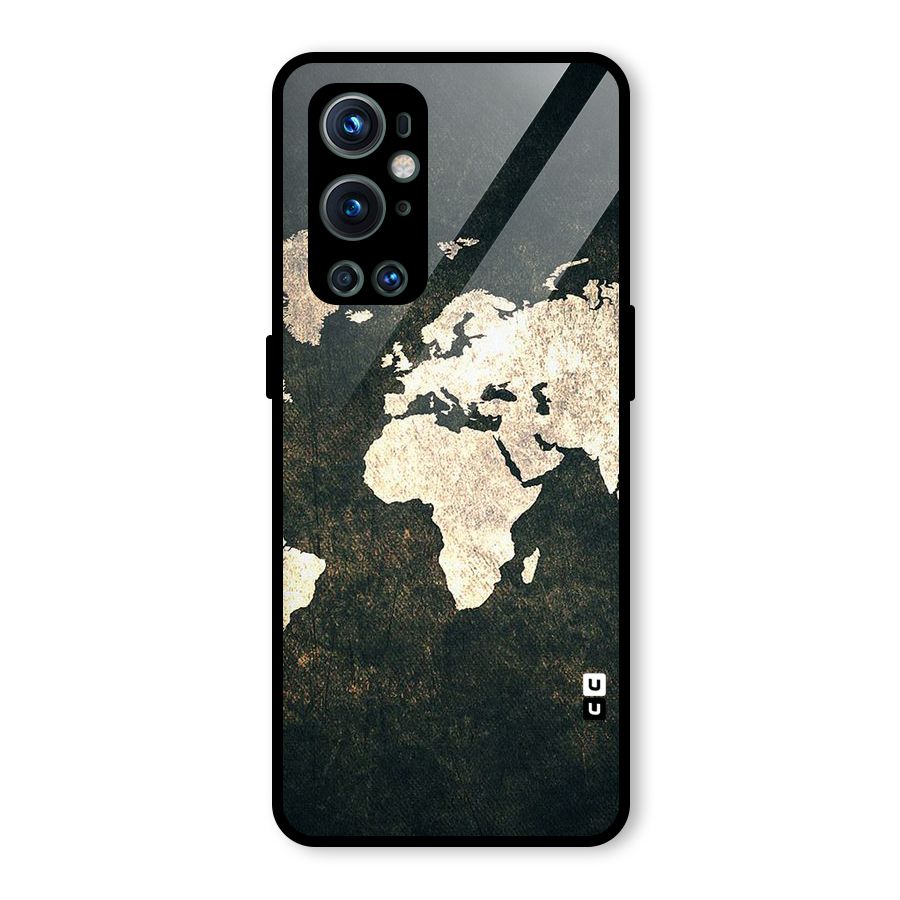 Green Gold Map Design Glass Back Case for OnePlus 9 Pro